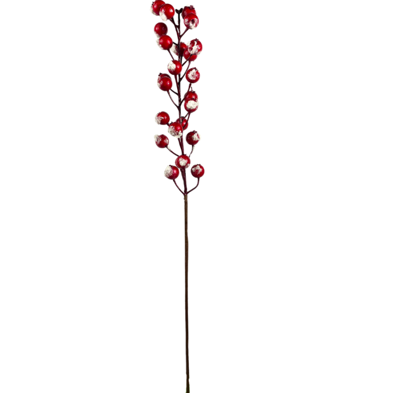 28" Snowed Red Berry Spray