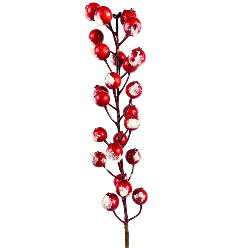 28" Snowed Red Berry Spray