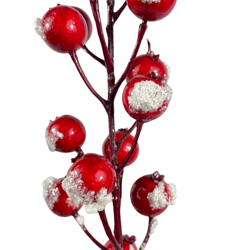 28" Snowed Red Berry Spray