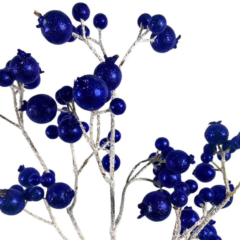 25" Glitter Wispy Berry Spray