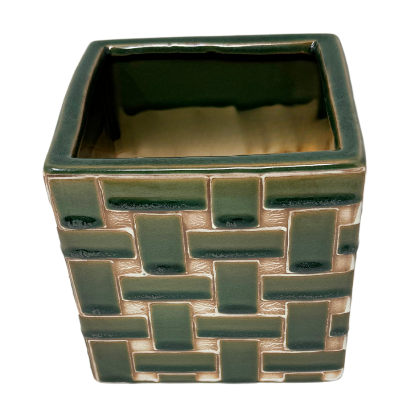 6" Weave Patterned Ceramic Planter