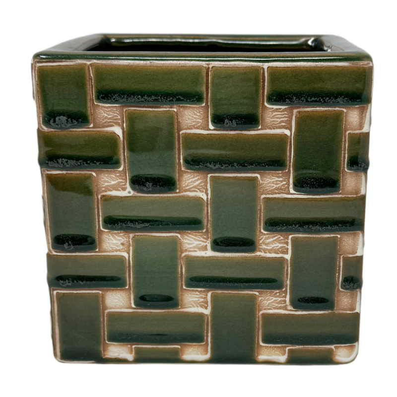 6" Weave Patterned Ceramic Planter