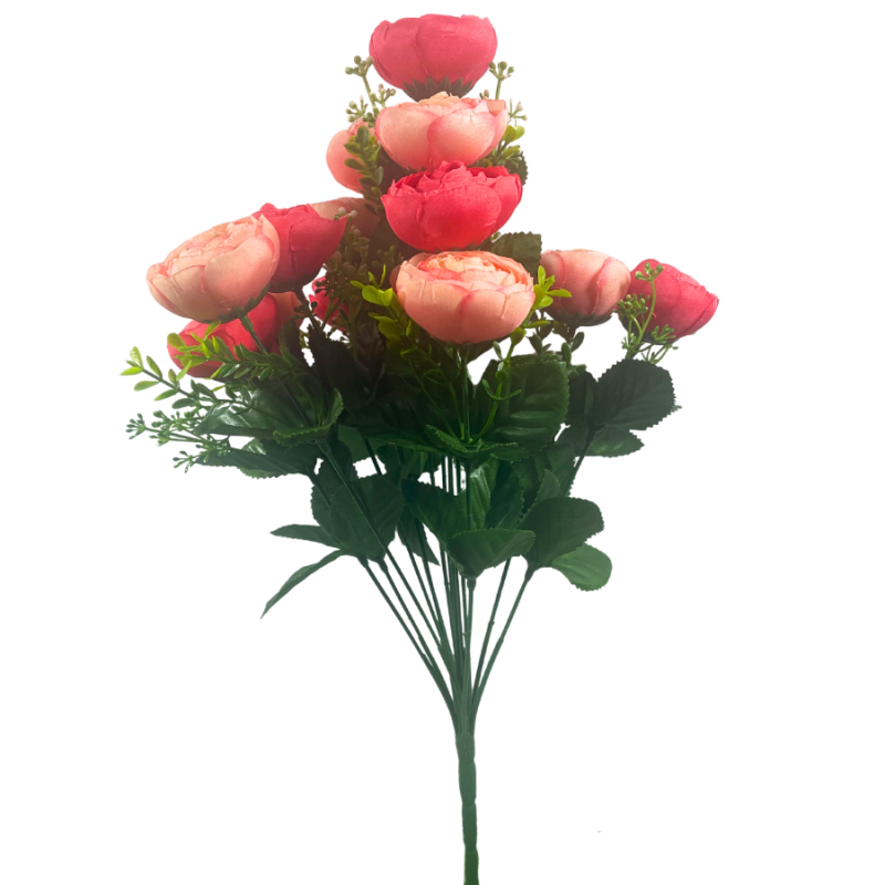 17" Ranunculus Bush - Pink/Coral