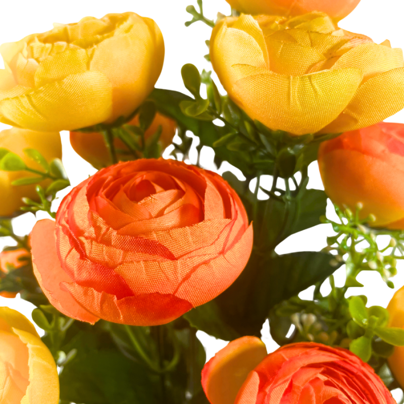 17" Ranunculus Bush - Yellow/Orange