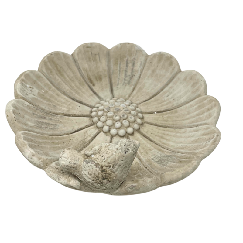 9" Flower Shaped Concrete Bird Feeder