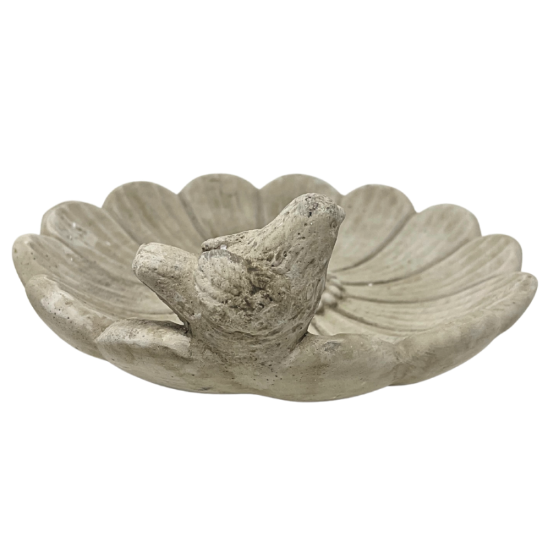 9" Flower Shaped Concrete Bird Feeder