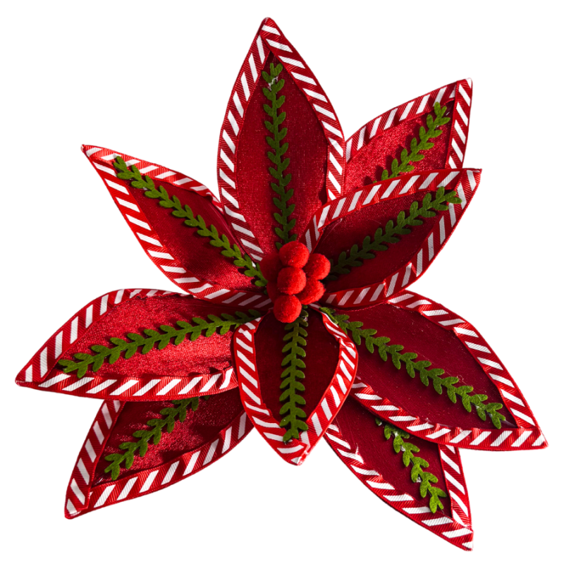 22" Red with Green Poinsettia Stem