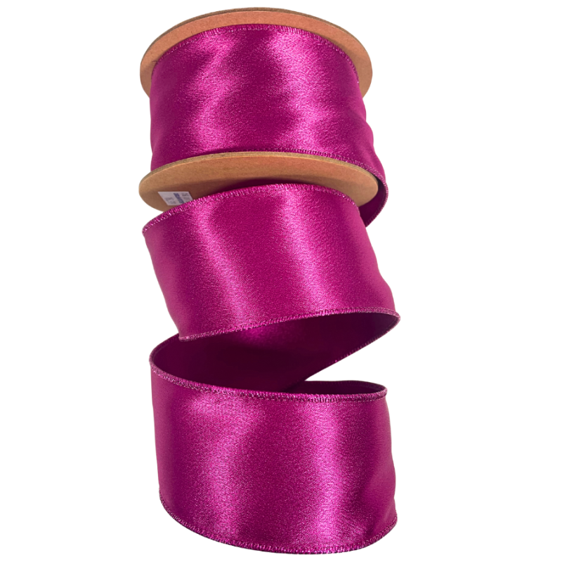 2.5" x 10yd Fushia Shimmer Satin Ribbon