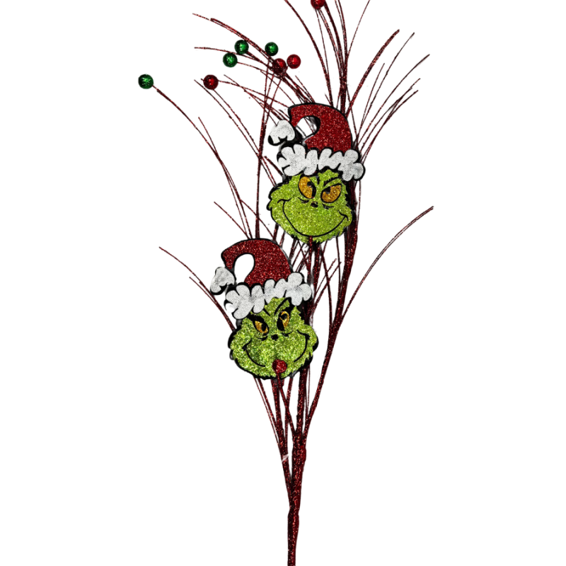 29" Glitter Grinch Head Grassy Pick