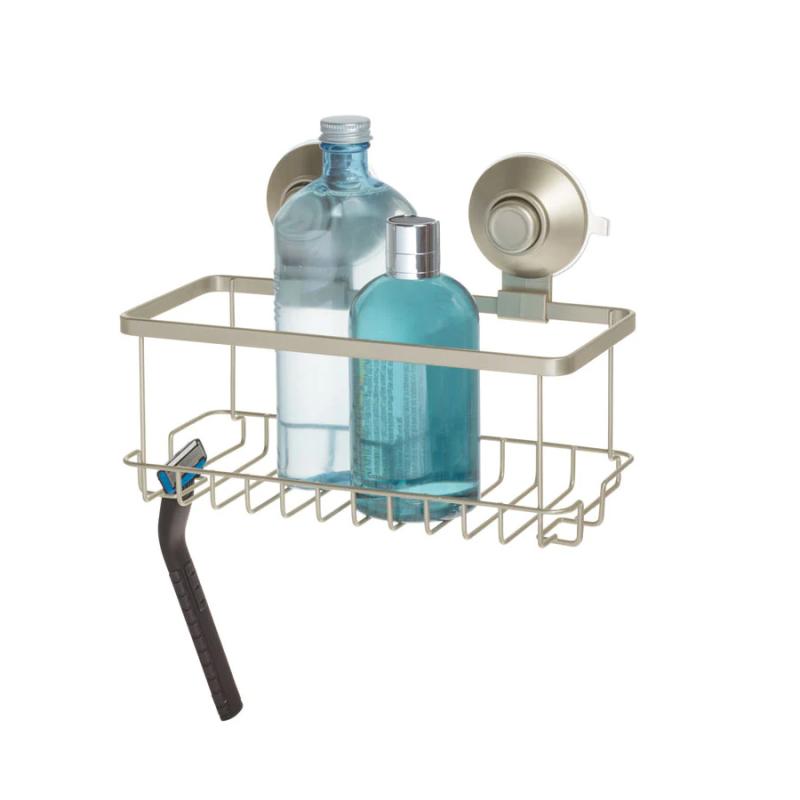IDesign Push Lock Shower Suction Wired Basket - Satin