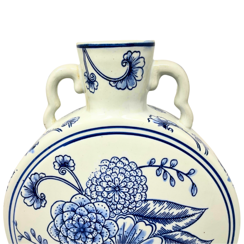 12.5" Chinoiserie Moon Flask Vase
