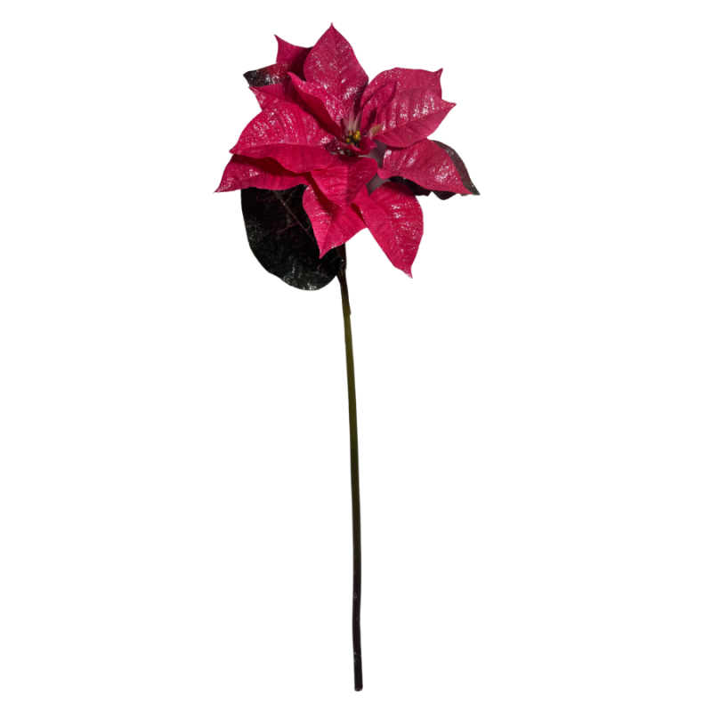 23" Pink Glitter Poinsettia Stem