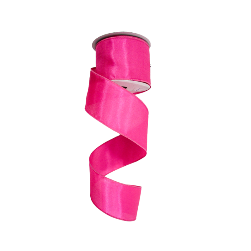 2.5" x 10yd Fuchsia Wired Edge Satin Ribbon