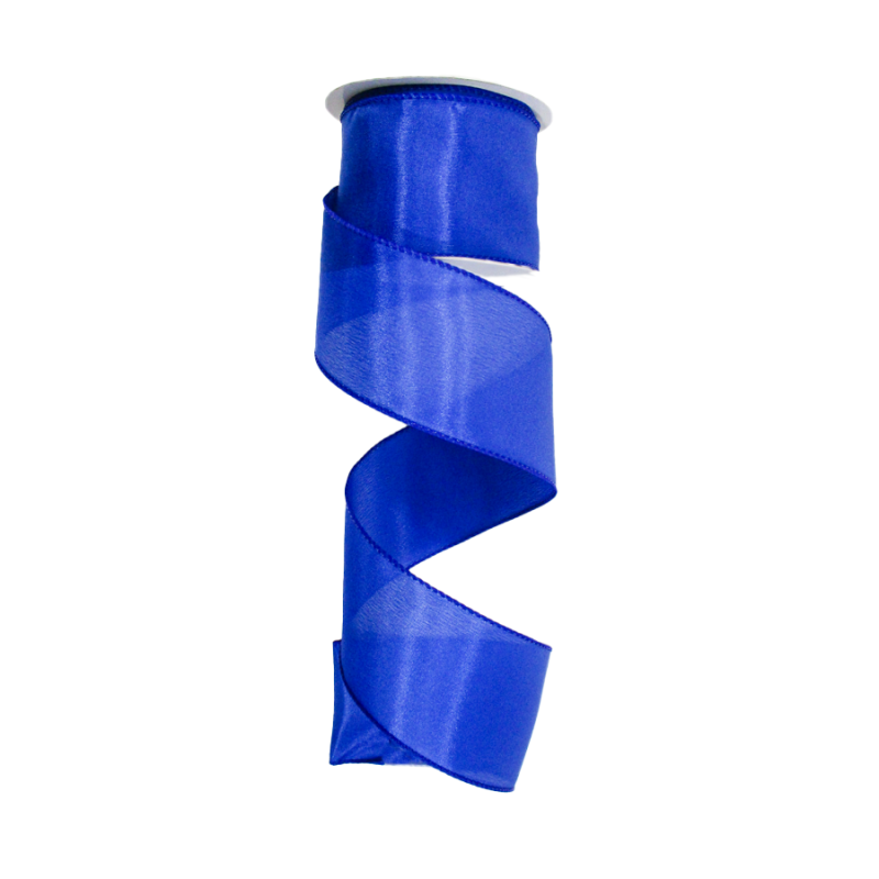 2.5 x 10yd Royal Blue Wired Edge Satin Ribbon, Everyday Ribbon