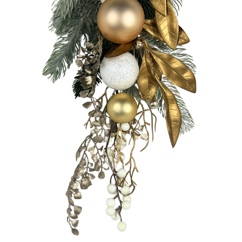 24" White & Gold Decorative Teardrop