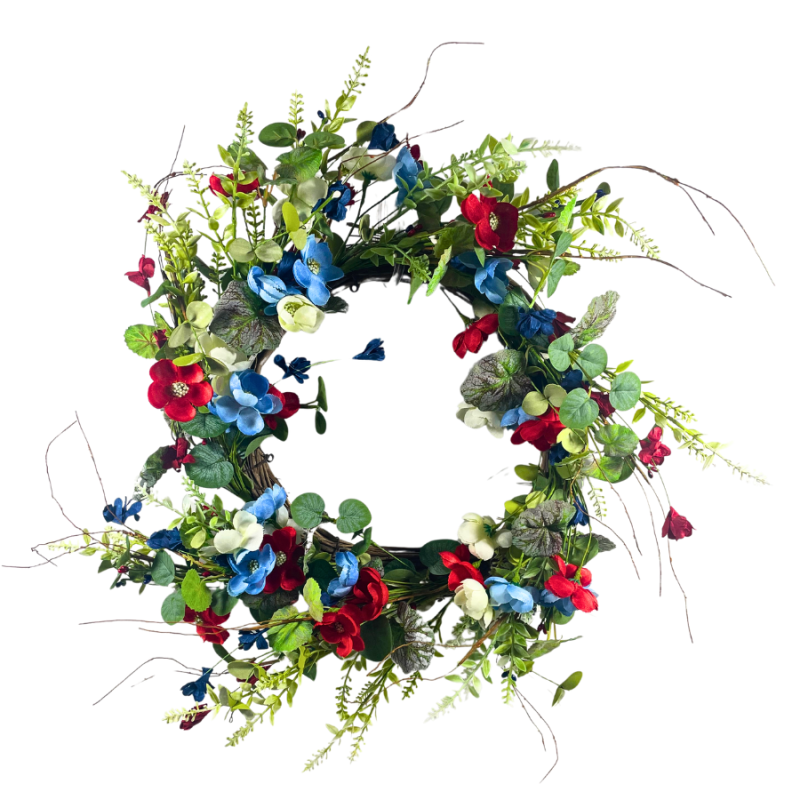 24" Mixed Flower Patriotic Wreath