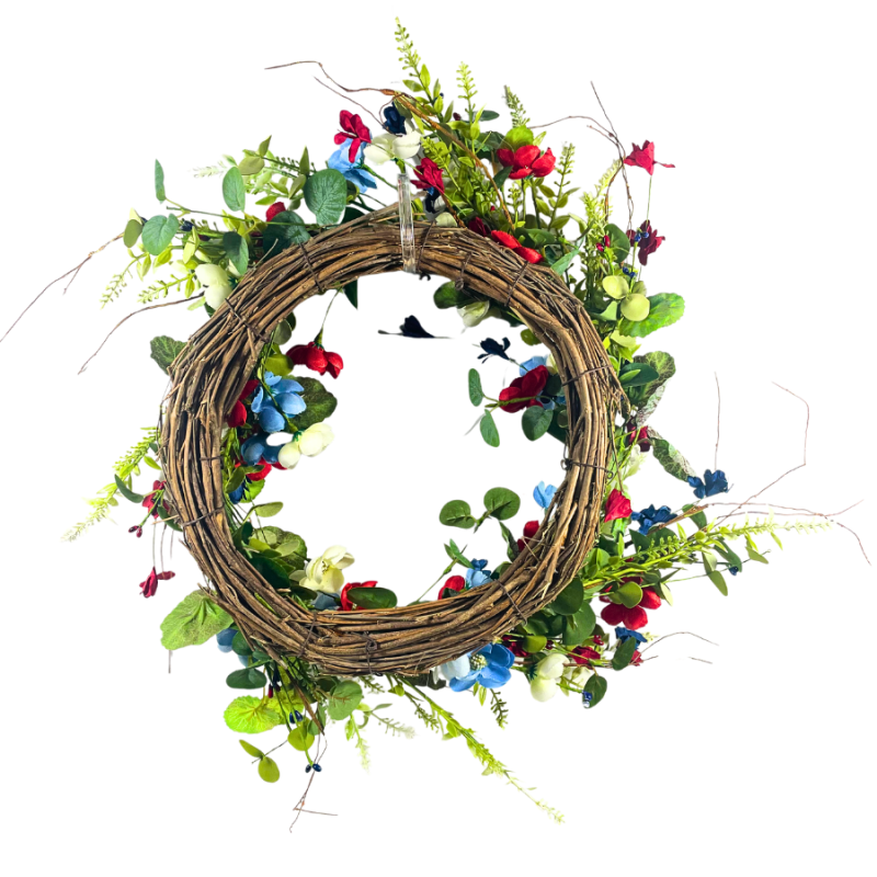 24" Mixed Flower Patriotic Wreath