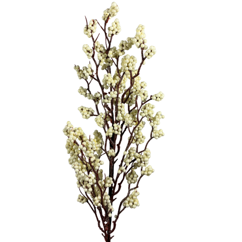 28" White Sparkling Berry Spray