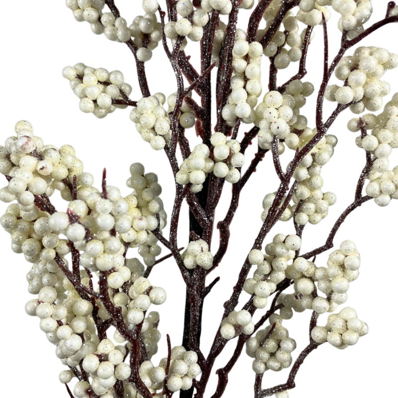 28" White Sparkling Berry Spray