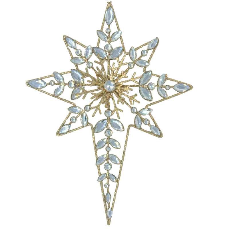 12.5" Golden Star w/ Gems Ornament