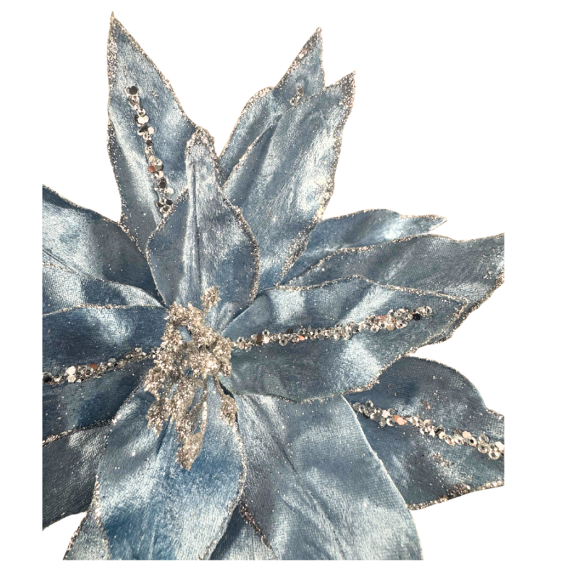 20" Poinsettia Stem- Light Blue