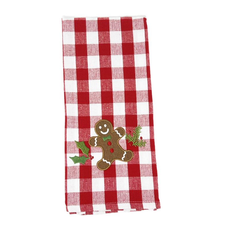 Gingerbread Man Embroidered Dishtowel