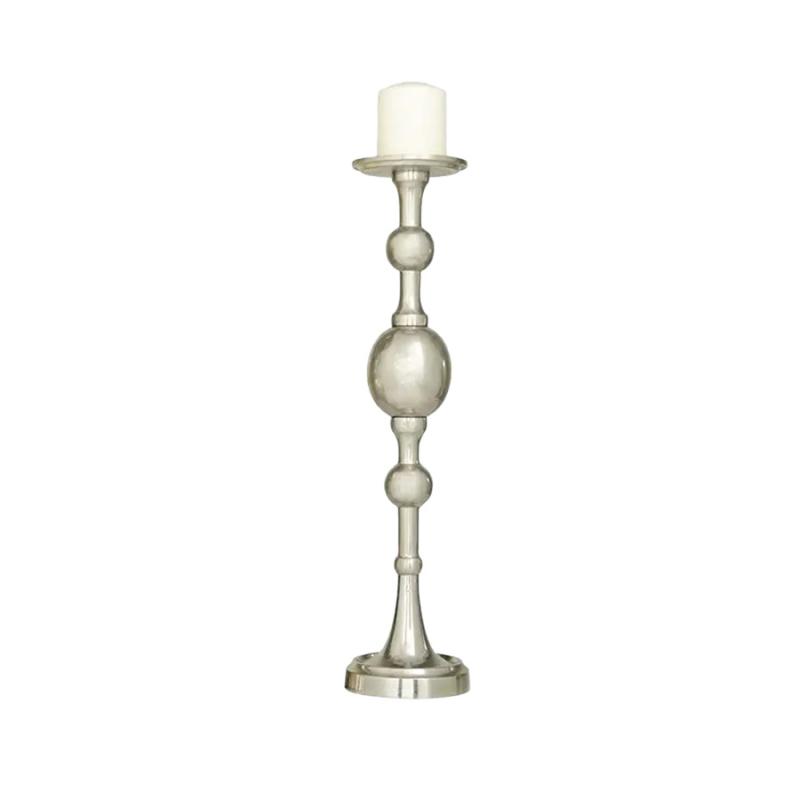 19"H Uma Silver Aluminum Candle Holder