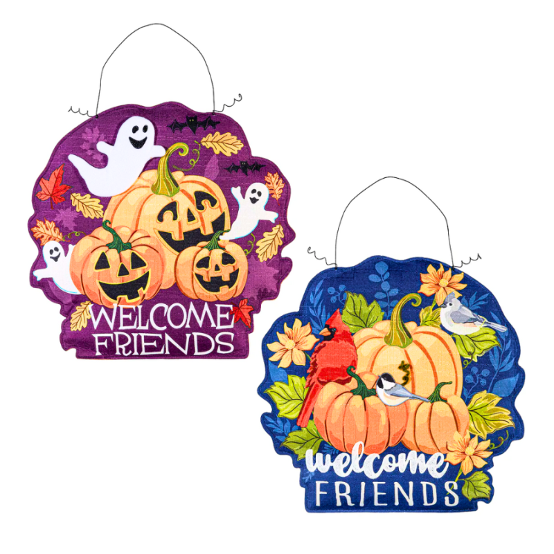 Welcome Friends of Fall/Halloween Double Sided Estate Door Décor