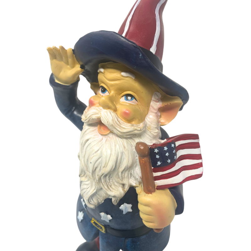 12" Resin Garden Gnome - American