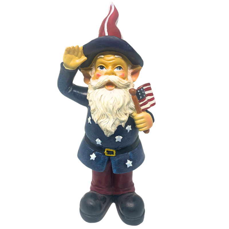 12" Resin Garden Gnome - American