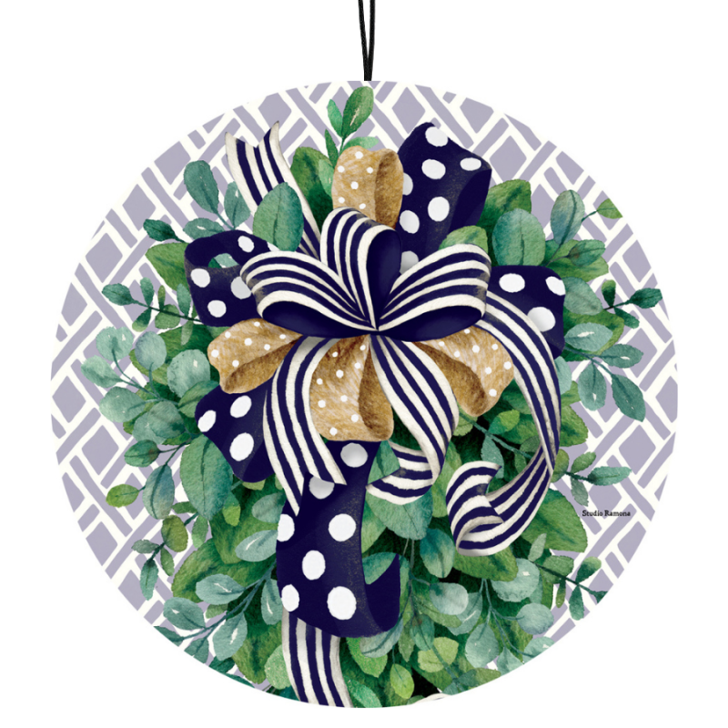 19" Eucalyptus on Navy Large Hanging Sign