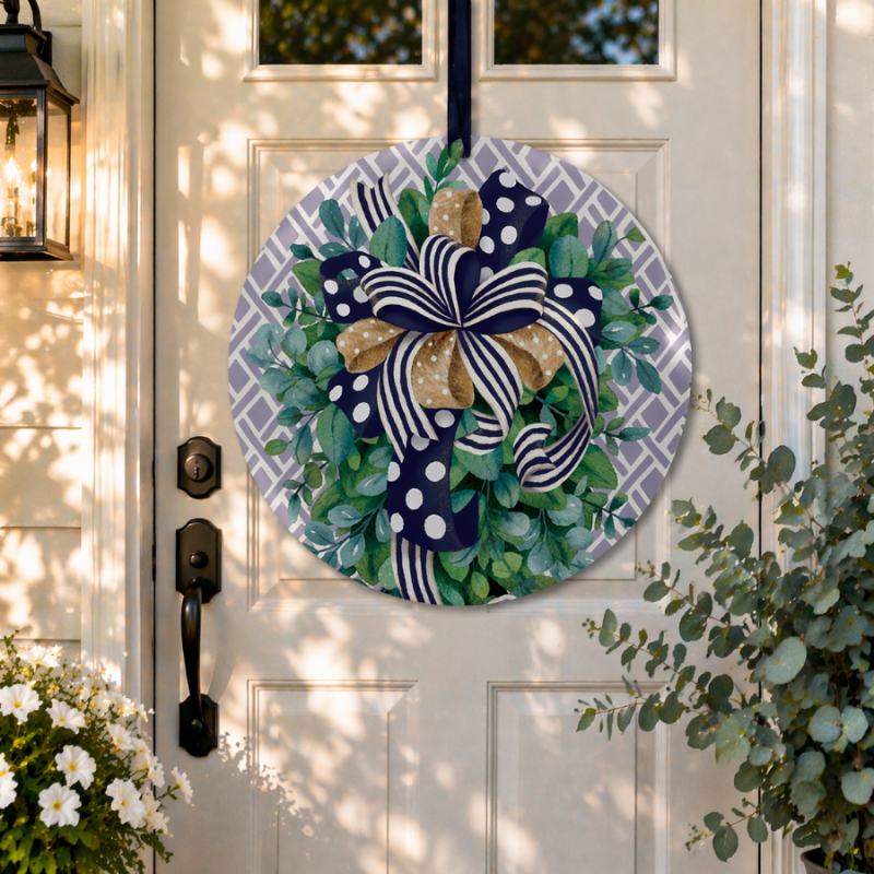 19" Eucalyptus on Navy Large Hanging Sign