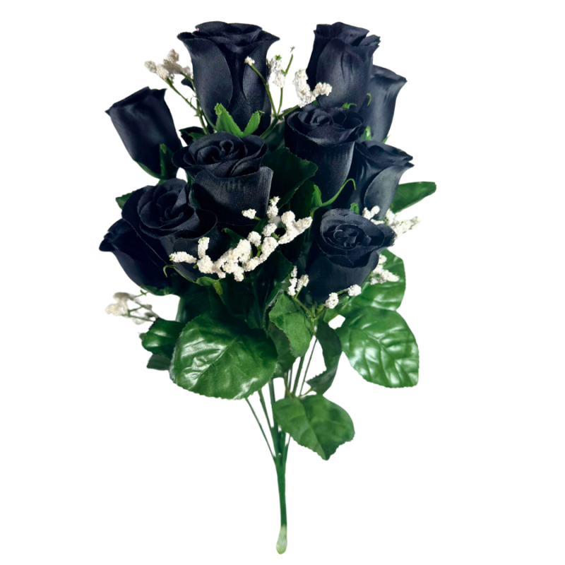 16" Rose Bud Bush- Black