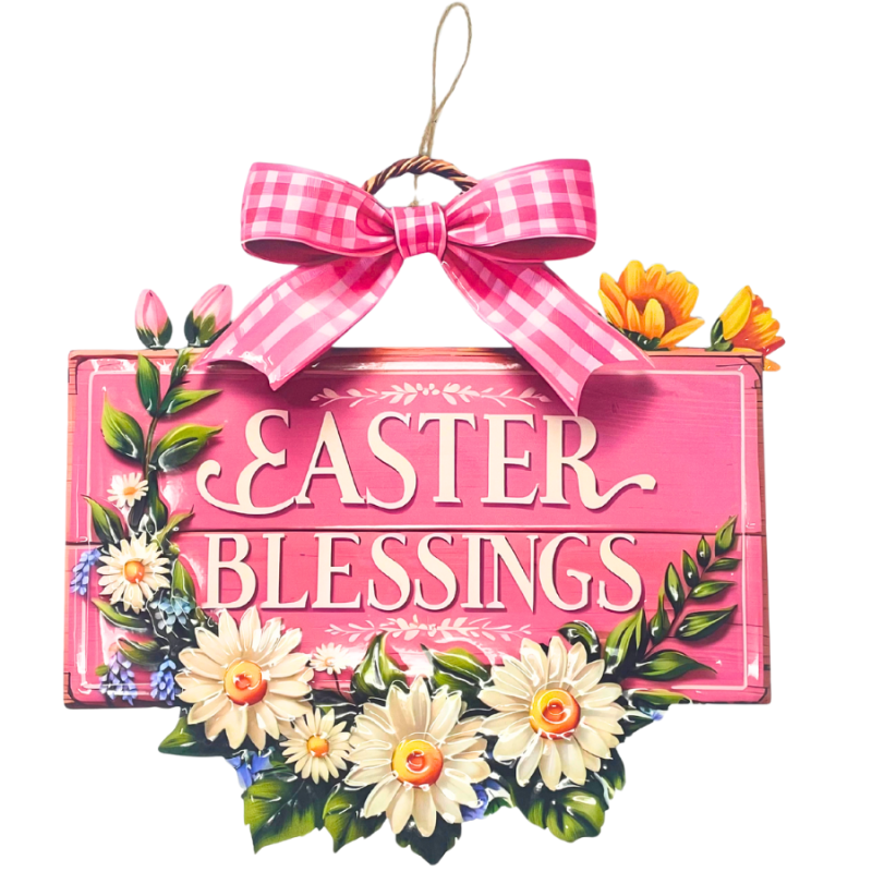 20" Easter Blessings Metal Hanging Sign