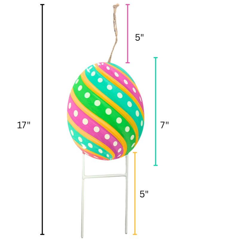 17" Easter Egg Metal Yard Stake - Playful Twists