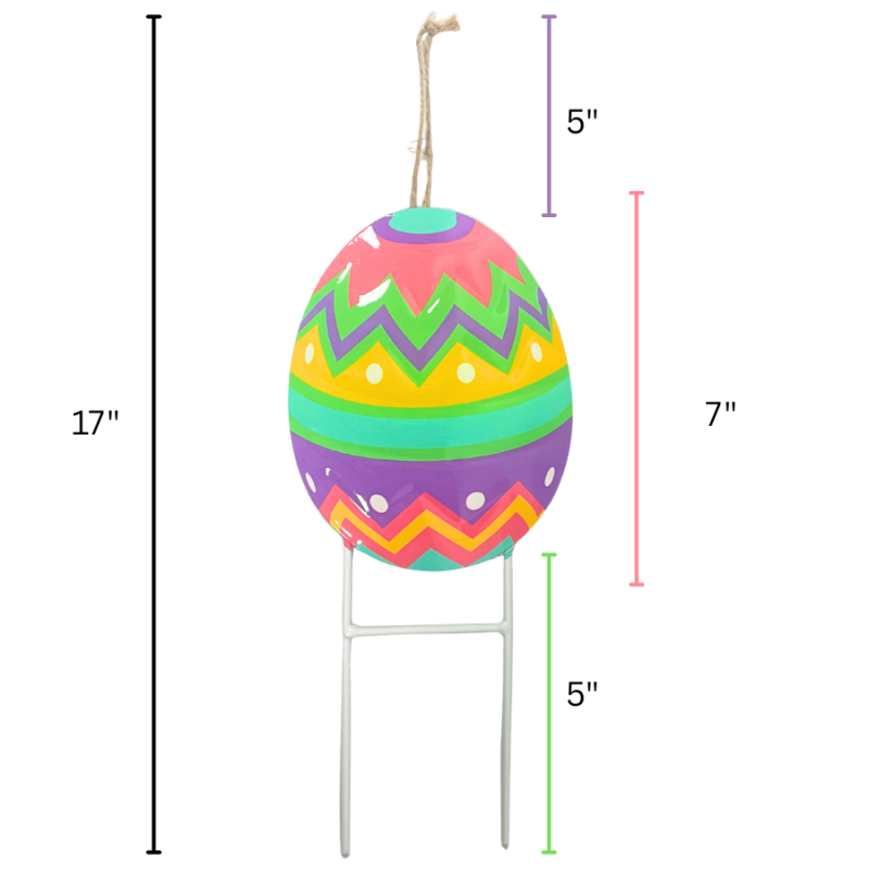17" Easter Egg Metal Yard Stake - Playful Zig-Zags