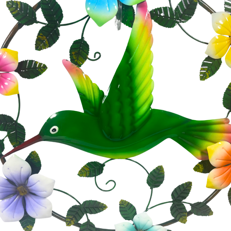 24" Humming Bird & Floral Metal Wreath