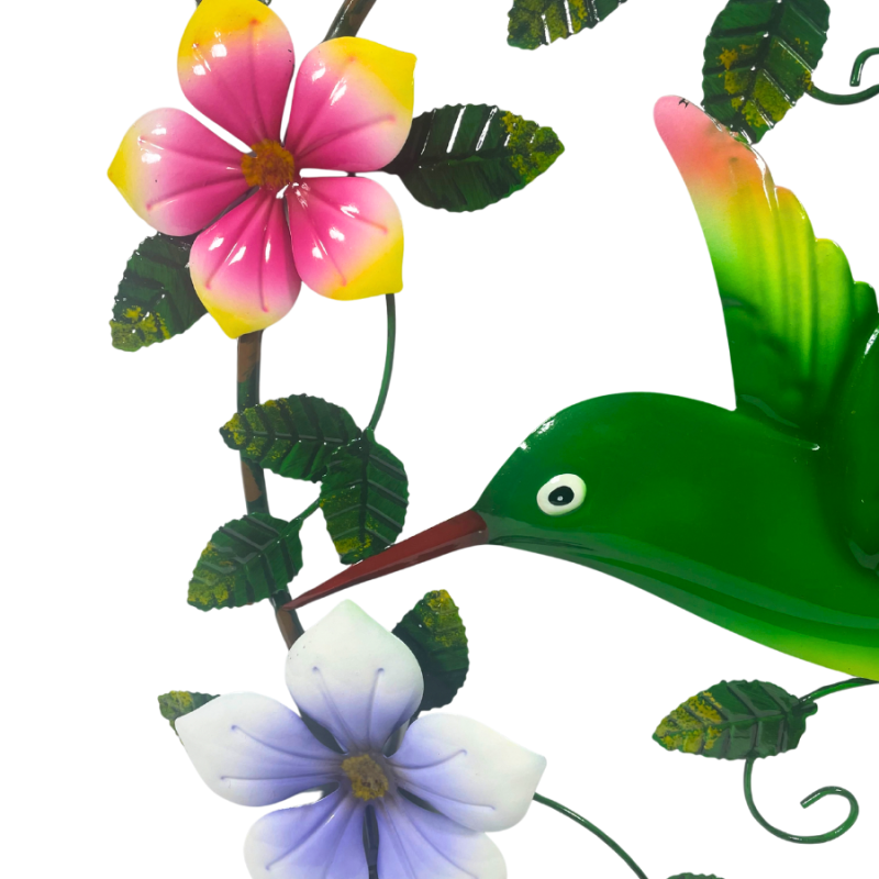 24" Humming Bird & Floral Metal Wreath