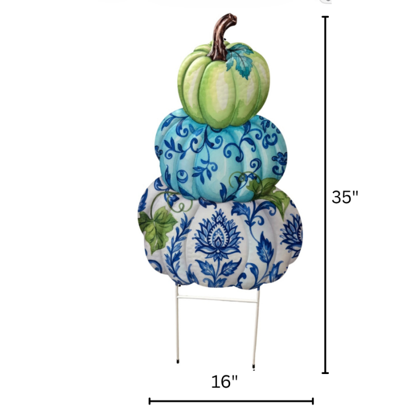 35" Metal Stacked Pumpkin Trio Yard Stake