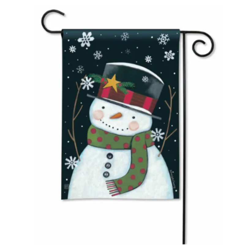 Night Time Snowman Garden Flag