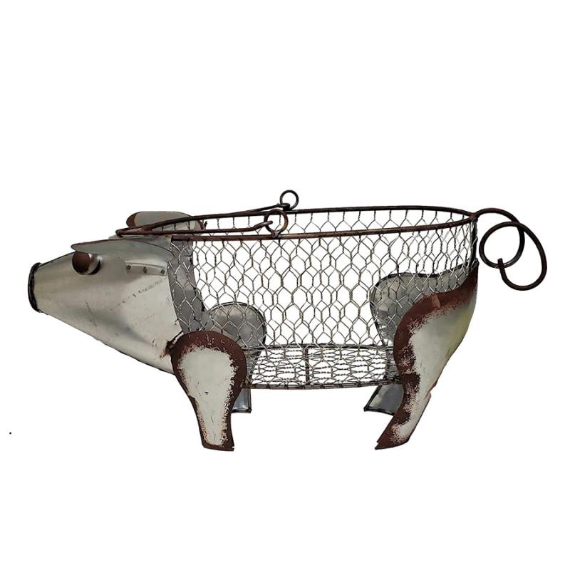 18" Metal Pig Basket w/Handle