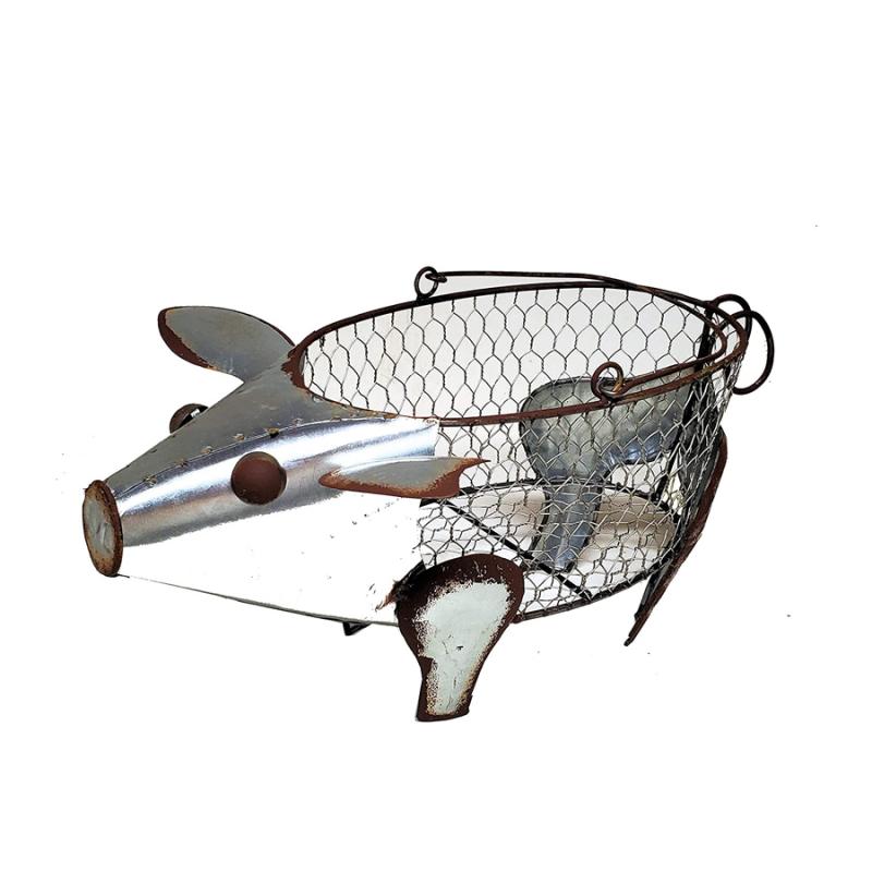 18" Metal Pig Basket w/Handle