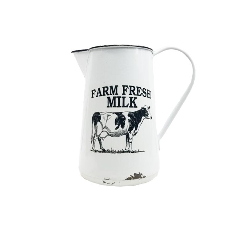 10" Farm Fresh Milk Metal Pitcher