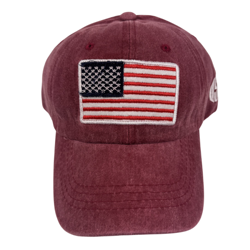 Burgundy Denim USA Hat