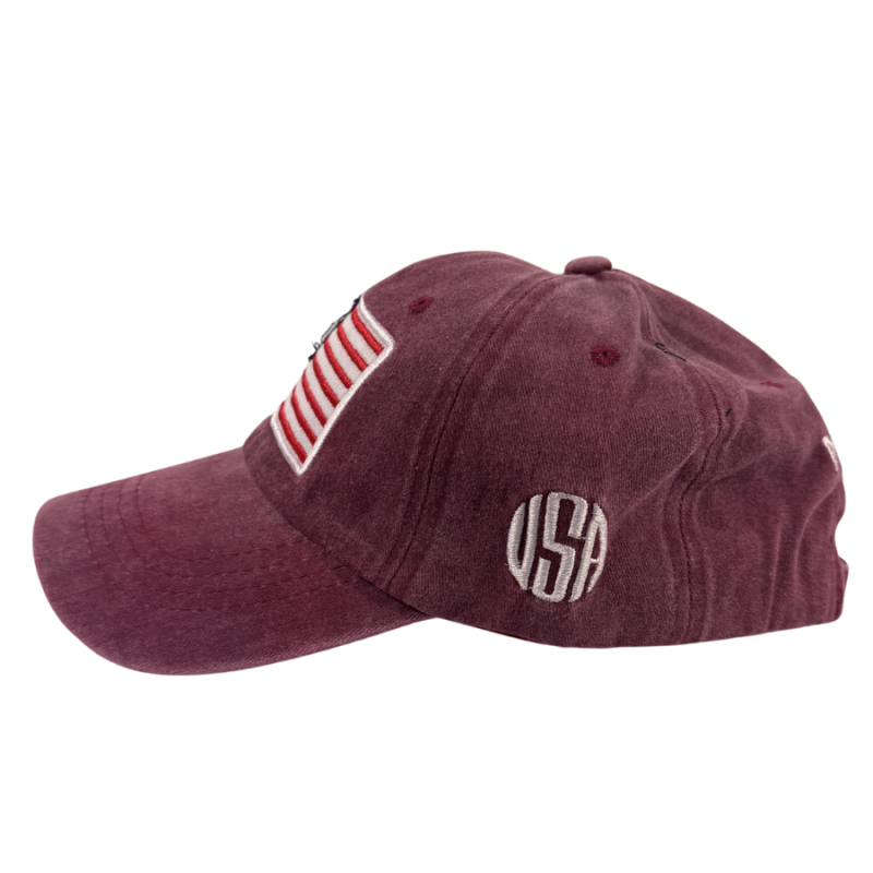 Burgundy Denim USA Hat