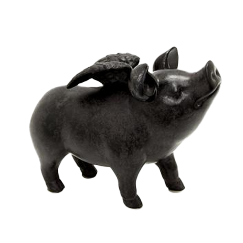 7"H Flying Pig Figurine (B) Farm Accents Carolina Pottery