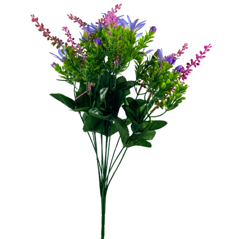 19" Flower Berry Mix Leaf Bush