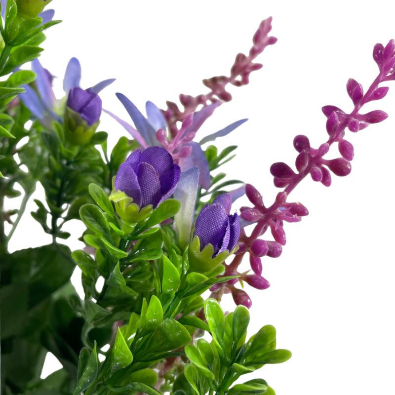 19" Flower Berry Mix Leaf Bush