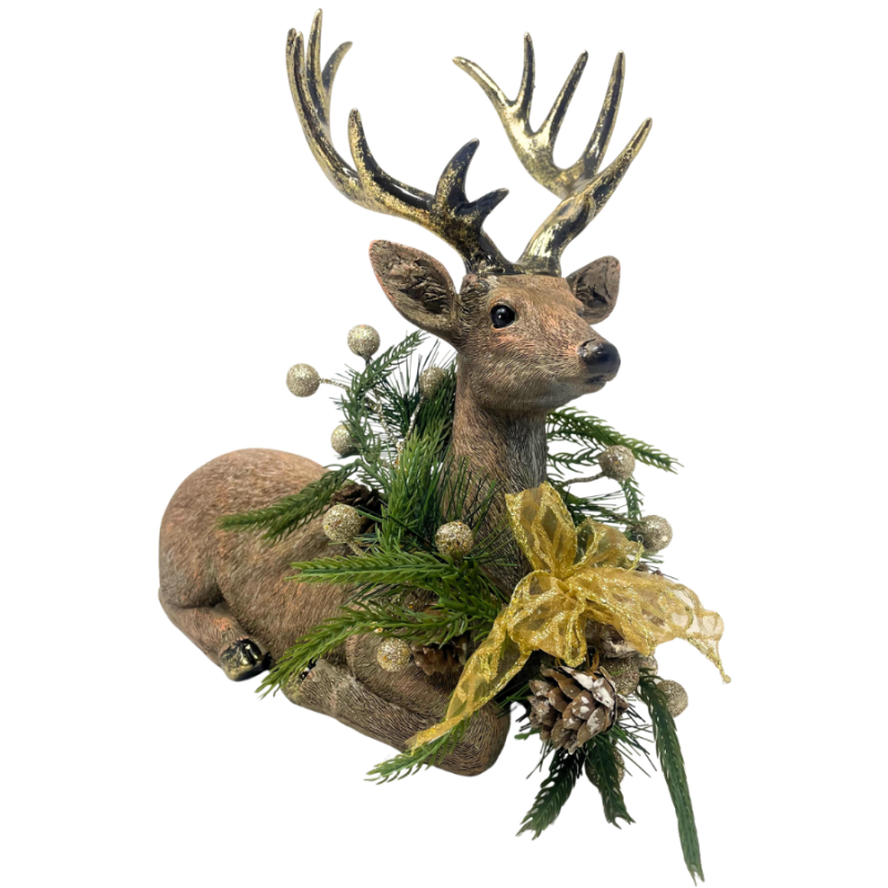 Laying Down Deer w/ Garland