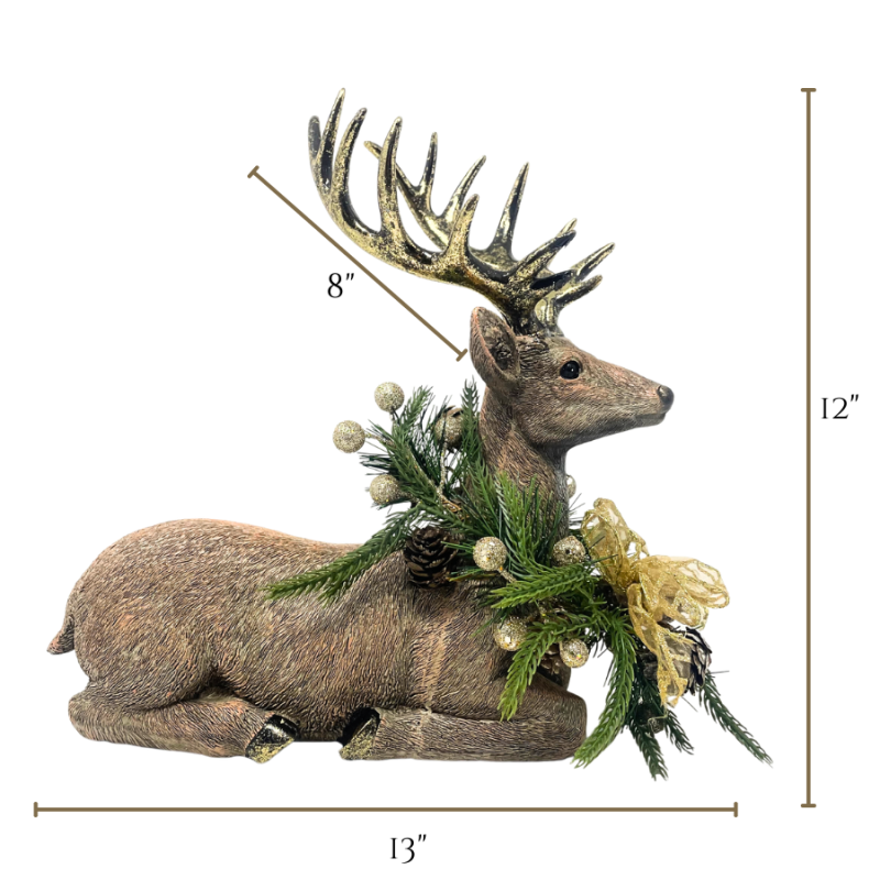 Laying Down Deer w/ Garland